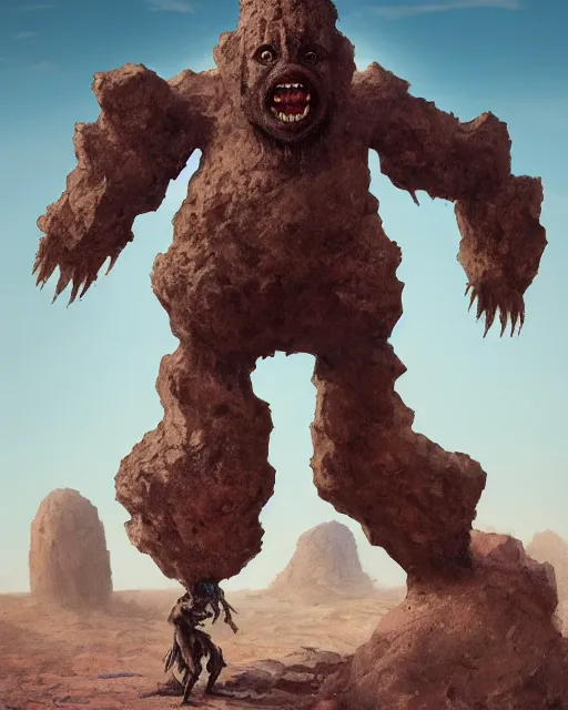 Prompt: A screaming rock golem posing in a a desert, realistic face, full body, fantasy art, in the style of greg rutkowski, illustration, epic, fantasy, intricate, hyper detailed, artstation, concept art, smooth, sharp focus, ray tracing, vibrant