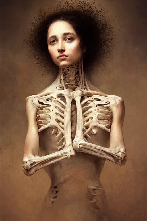 Prompt: breathtaking detailed soft painting of our bones wraped with a new loving body, the world music far behind us, our mother beauty standing back up, rembrandt style, elegant, highly detailed, artstation, concept art, matte, sharp focus, art by tom bagshaw, and greg rutkowski