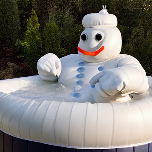 Image similar to the michelin man in a hot tub