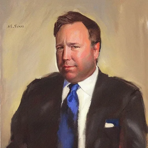 Prompt: oil painting portrait of alex jones, John Singer Sargent style