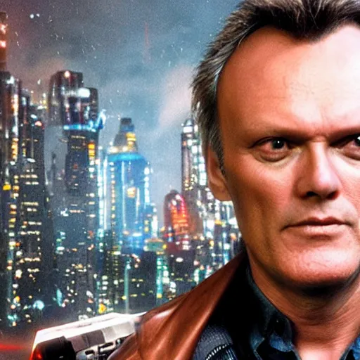 Image similar to Anthony Head as Cyberpunk Uther