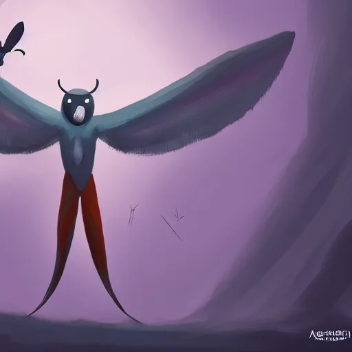 Image similar to an very happy upbeat humanoid mothman very stylized, slim, in the style of jihoon park, digital art painting, winning award image, matte painting, light colours, superb, trending in artstation