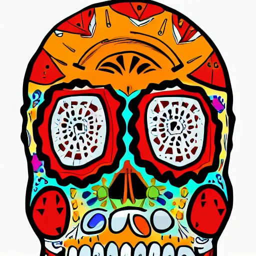 Image similar to manny calavera from grim fandango, game concept art, flat colours, bright colours, mexican day of the dead festival background by peter chan, artstation,