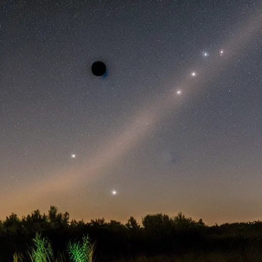 Image similar to photo of mulitple planets visible in the night sky