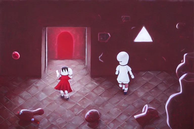 Image similar to infinitely detailed oil painting by emi kuraya of yume nikki, atmospheric