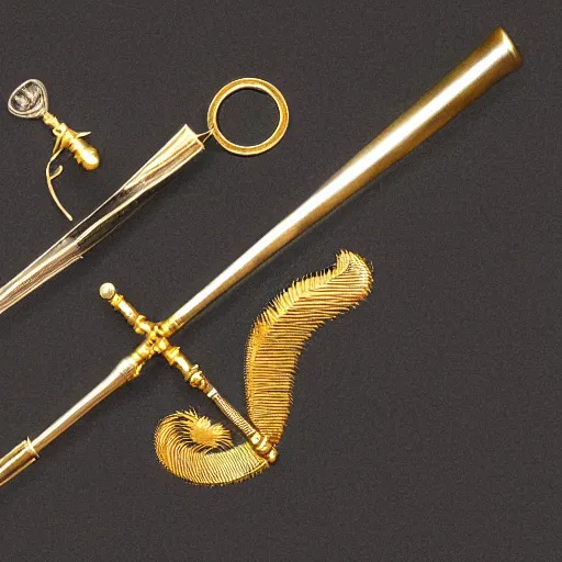Prompt: A rapier with gold engravings.