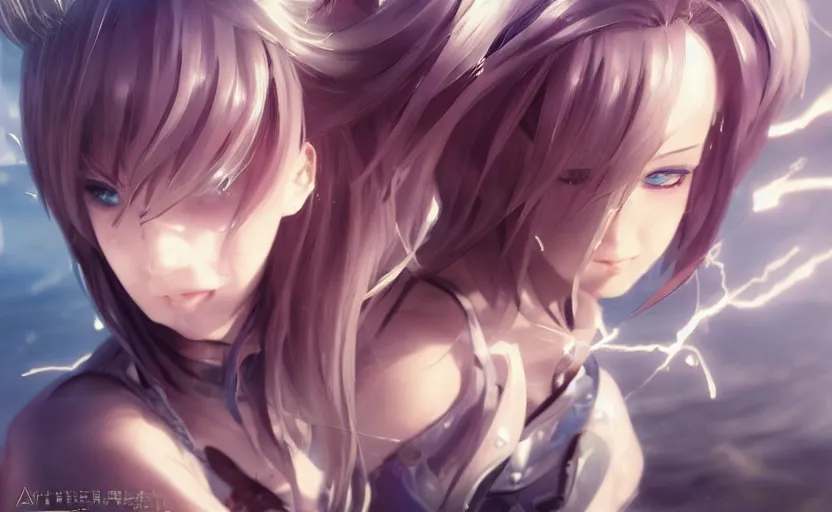 Image similar to highly detailed, character art, octane, anime art, stunning, realistic lightning, realistic ocean, from the azur lane videogame, matte, sharp focus, intricate, 150mm, illustration, trending on artstation, art by artgerm and WLOP and Ruan Jia and Krenz Cushart and greg rutkowski and alphonse mucha, realistic human anatomy, simple design, female sailor uniforms, clean line art