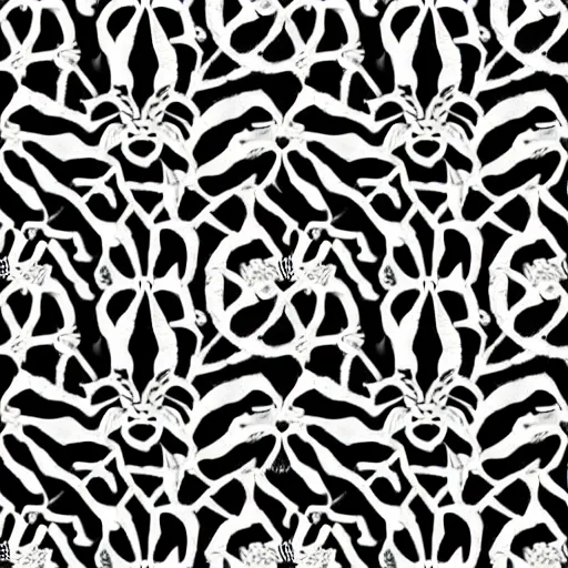 Prompt: seamless pattern showing spiders. black and white, drawing, white background, seamless, ornament.