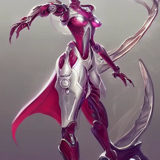 Prompt: highly detailed exquisite fanart, of a beautiful female warframe, but as a stunning anthropomorphic robot female dragon, standing elegantly with hand on hip, shining reflective off-white plated armor, slick elegant design, bright Fuchsia skin, sharp claws, close full body shot, epic cinematic shot, realistic, professional digital art, high end digital art, DeviantArt, artstation, Furaffinity, 8k HD render, epic lighting, depth of field