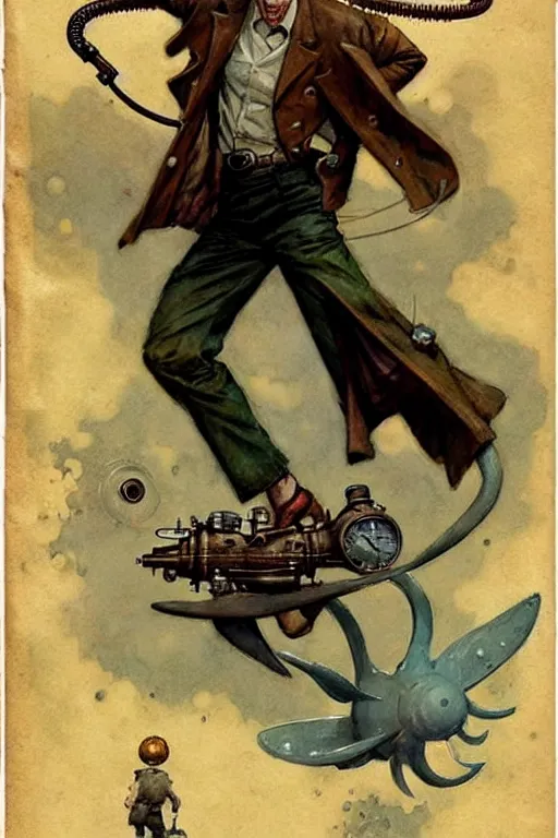 Prompt: ( ( ( ( ( 1 9 5 0 s pulp science fiction magazine cover art steampunk inventer adventure boy. muted colors. ) ) ) ) ) by jean - baptiste monge!!!!!!!!!!!!!!!!!!!!!!!!!!!!!!