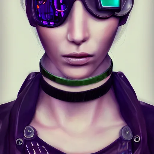 Prompt: detailed realistic female character cyberpunk wearing steel collar around neck, realistic, art, beautiful, 4K, collar, choker, collar around neck, punk, artstation, detailed, female, woman, choker, cyberpunk, punk, collar, choker, collar around neck,