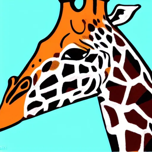 Prompt: a colouring in book illustration of a giraffe