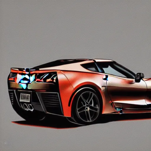 Image similar to portrait of a corvette champagne hybrid, digital art