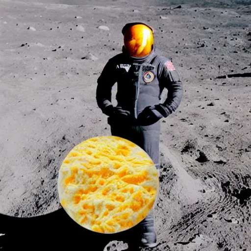 Image similar to photo of Elon Musk on the moon made of cheese, lunar surface made of cheese