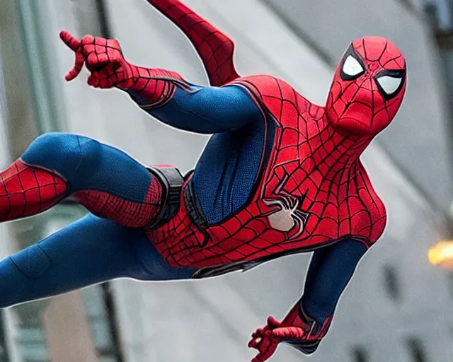 Image similar to photograph of spider - man on a building movie set