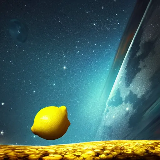 Prompt: lemon hurtling through space flying to the moon, milky way galaxy in the background, comet trail, digital art, highly detailed, cinematic, dramatic lighting