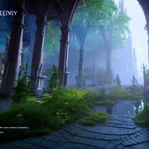 Prompt: inside an ethereal magical elven city, 4k, HDR, award-winning, unreal engine 5