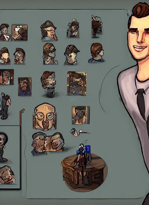 Image similar to Dornan from fallout 2 dating sim, dating simulator UI, dialogue box, digital art, very detailed, sharp