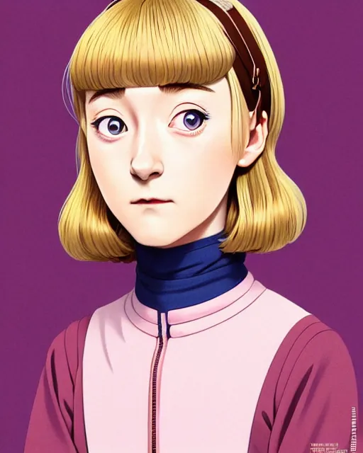 Image similar to portrait Anime as saoirse ronan grand budapest hotel girl cute-fine-face, brown-blond-hair pretty face, realistic shaded Perfect face, fine details. Anime. grand budapest hotel realistic shaded lighting by Ilya Kuvshinov katsuhiro otomo ghost-in-the-shell, magali villeneuve, artgerm, rutkowski, WLOP Jeremy Lipkin and Giuseppe Dangelico Pino and Michael Garmash and Rob Rey