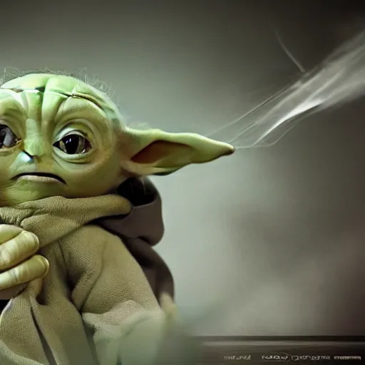 Image similar to baby yoda ripping someone in half without touching them