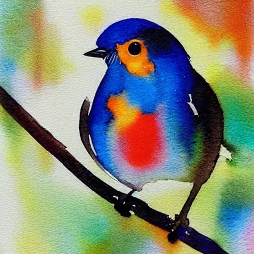 Image similar to abstract watercolor painting of robin bird, very very very very very beautiful nature art, masterpiece, realistic and detailed