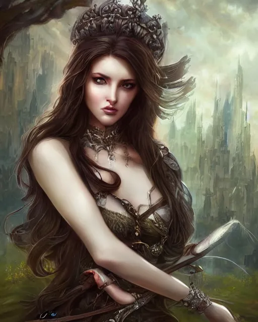 Image similar to a beautiful female fantasy portrait by laura sava