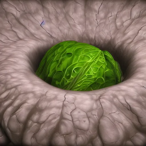 Prompt: cabbage being sucked into a blackhole, concept art, hyperrealism, painterly, 4 k, artstation, unreal engine