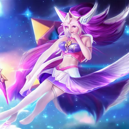 Prompt: star guardian ahri 8 k photorealistic league of legends wallpaper