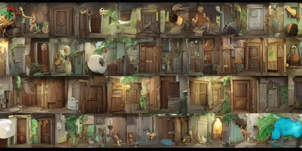 Prompt: if you save some of it you can build a door, now, coconut, coconut, cartoon, cartoon, symmetric, dynamics lighting, cinematic,