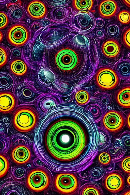 Prompt: many - eyed something with bizarre colors, abstraction, random, art, radial blur, glitch art, digital, weird, various, artstyles, 8 k, hdr, detailed, high quality, high resolution, 4 k, 8 k quality, 1 6 k, lossless, lossless quality