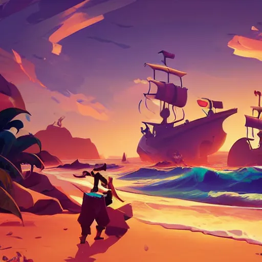 Image similar to painting treasure on sea of thieves game smooth median photoshop filter cutout vector, behance hd by jesper ejsing, by rhads, makoto shinkai and lois van baarle, ilya kuvshinov, rossdraws global illumination