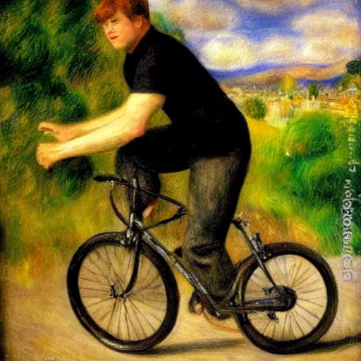 Prompt: jonas vingegaard on his bike art by renoir.