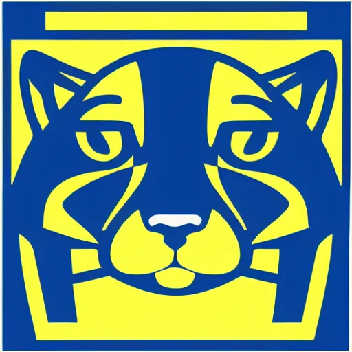 Image similar to blue and yellow icon clip art vector of a cougar