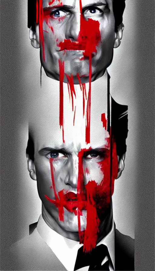 Image similar to american psycho, painting by emanuele dascanio and robin eley