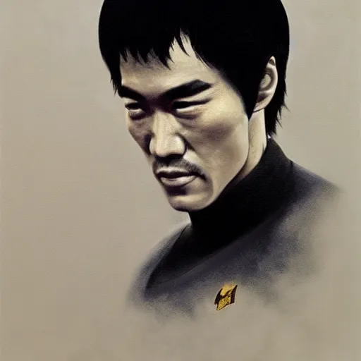 Prompt: UHD tonalism painting of Bruce Lee at age 87, by Antonio Caparo and Ferdinand Knab and Greg Rutkowski, UHD, photorealistic, trending on artstation, trending on deviantart