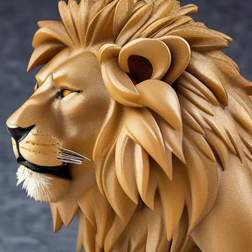 Prompt: a nendoroid lion, side view, full body, 4 k, highly detailed