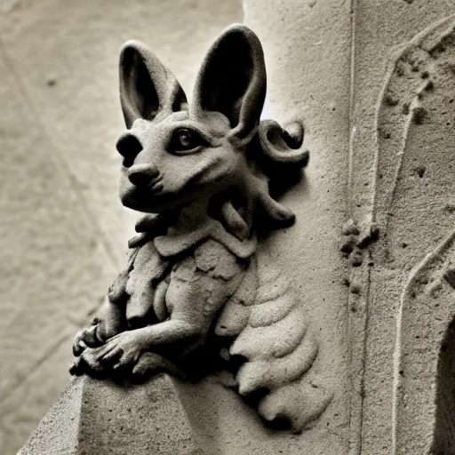 Image similar to gothic gargoyle corgi with wings made of stone, uncropped, photography