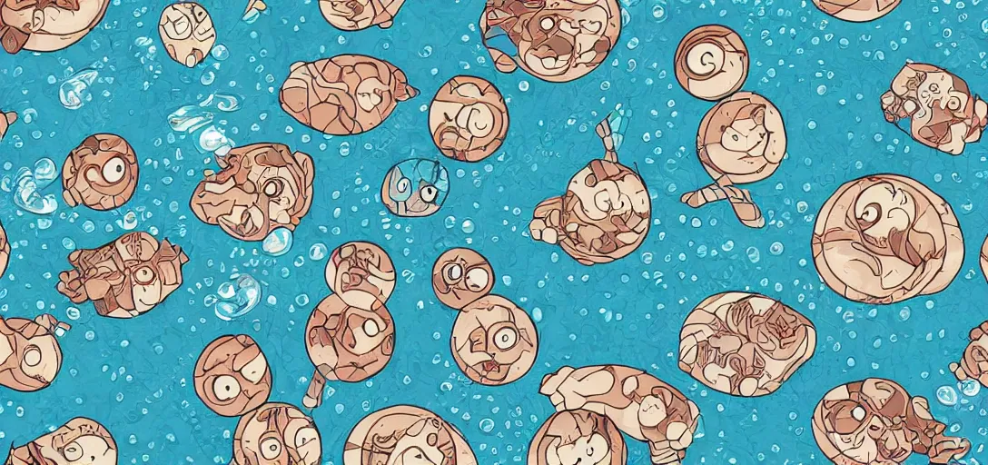 Image similar to pattern of cartoony water, ghibli