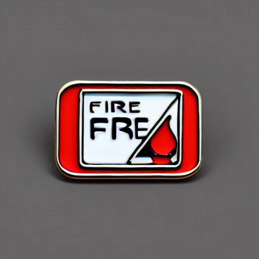 Prompt: a photo of a retro 8 0 s minimalistic clean fire warning enamel pin, studio lighting, behance