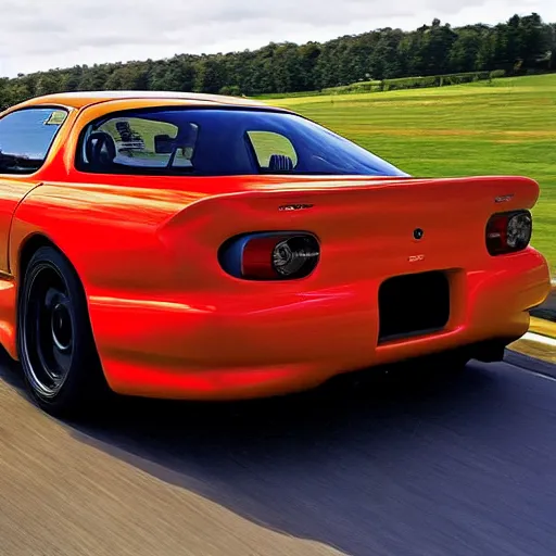 Image similar to The FD RX7 if it were manufactured in the 2022 production year, 2022 FD RX-7, wide angle exterior 2005 photograph