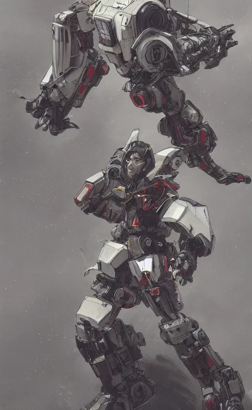 Prompt: full body concept art of a mech space samurai with jet pack and thin mech wings, hovers above ground, dust swirls under him, realistic, cinematic, atmospheric, sci - fi movie character, octane render, by moebius, alphonse mucha, roger deakins, masamune shirow