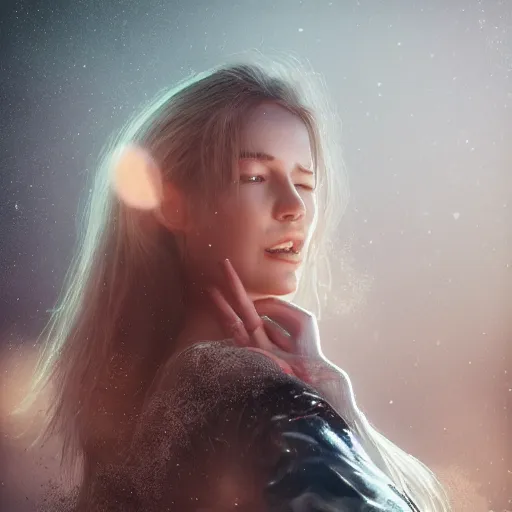 Prompt: full body pose, hyperrealistic photograph of taste of her laughter, dim volumetric lighting, 8 k, octane beautifully detailed render, extremely hyper detailed, intricate, epic composition, cinematic lighting, masterpiece, trending on artstation, very very detailed, stunning, hdr, smooth, sharp focus, high resolution, award, winning photo, dslr, 5 0 mm