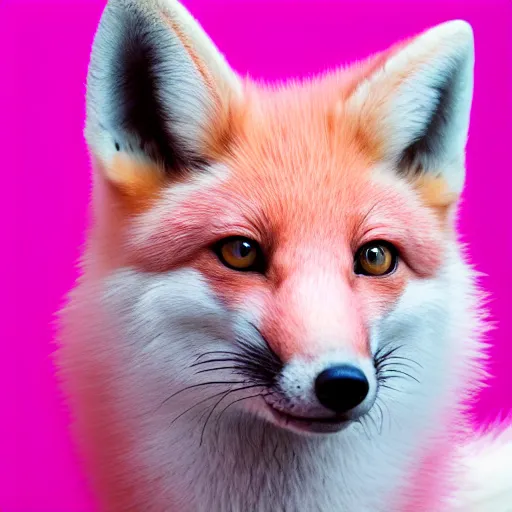 Image similar to pink fox, blue background, 8 k, 8 5 mm f 1. 8