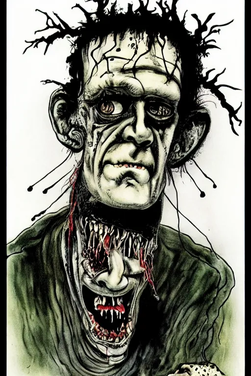 Image similar to frankenstein by ralph steadman