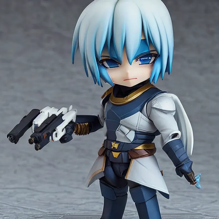 Prompt: destiny commander zavala!!!!!!!!!!!!!!!!!!!!!!!!!!, an ( ( ( ( ( anime ) ) ) ) ) nendoroid of commander zavala, male figurine, light - blue skin and bald!!!!!!!!, detailed product photo