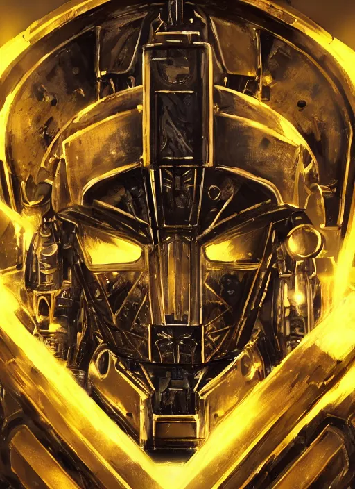 Prompt: dynamic attack position abstract portrait of a intricate glorious holy mechanical warforged character in yellow armor holding a paladin engraved great longsword drawn and carrying a big paladin shield, glowing!!!! eye!!!!!, face in focus, pit droid, epic , trending on ArtStation, masterpiece, cinematic lighting, by Ross Tran and by Greg Rutkowski