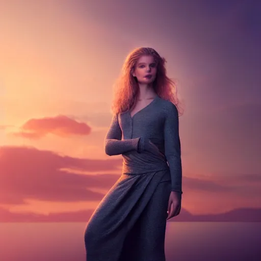 Image similar to photographic portrait of a stunningly beautiful female alchemist with spells in soft dreamy light at sunset, contemporary fashion shoot, by edward robert hughes, annie leibovitz and steve mccurry, david lazar, jimmy nelsson, breathtaking, 8 k resolution, extremely detailed, establishing shot, artistic, hyperrealistic, perfect face, octane render