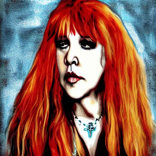 Image similar to stevie nicks redhead guitar full portrait