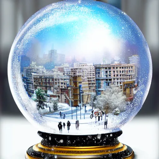 Image similar to snow globe of buenos aaires city, artstation, photorealism