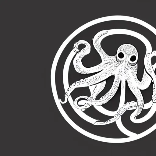 Image similar to intricate black and white logo of an octopus.